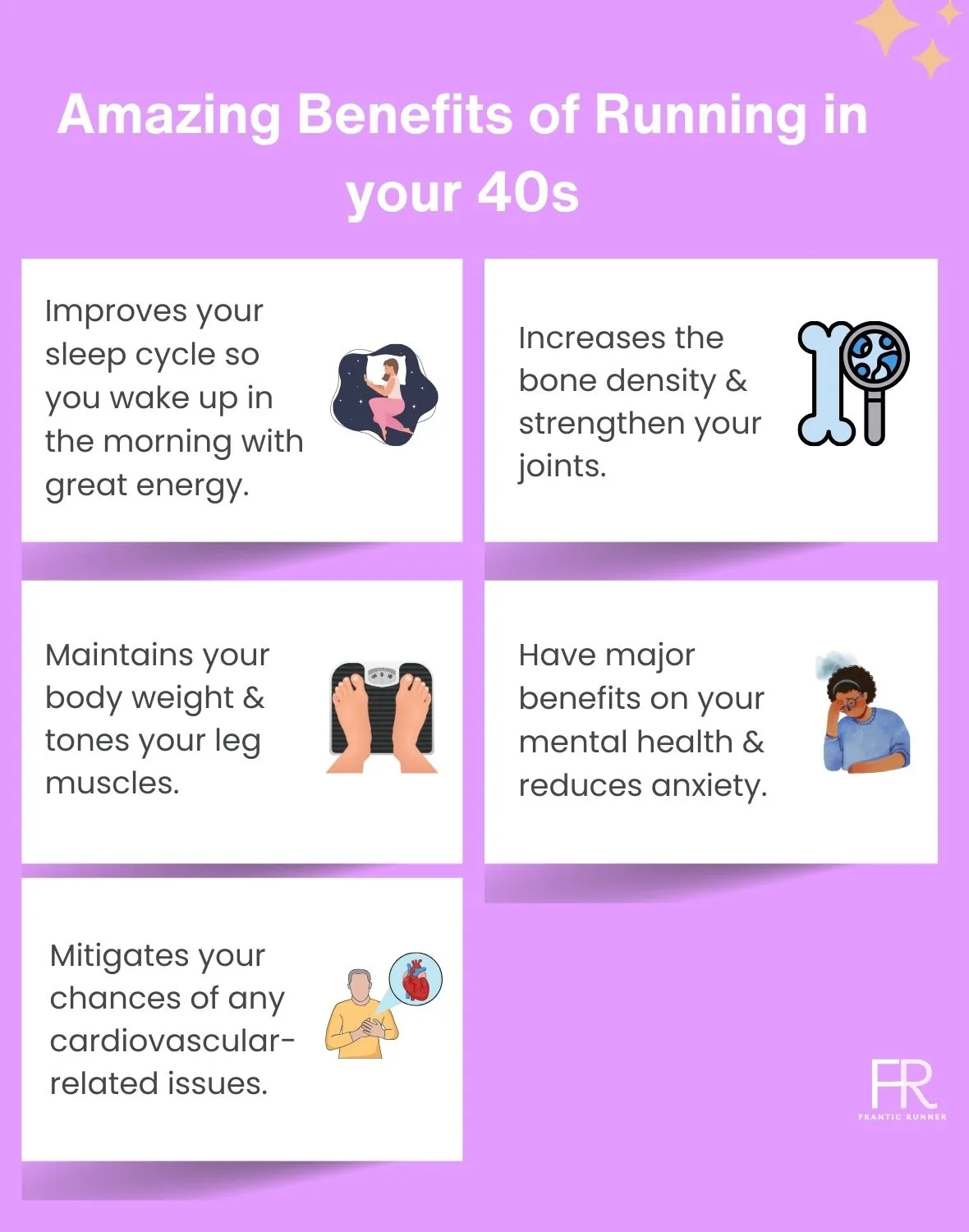 Infographic explaining the Amazing Benefits of Running in your 40s