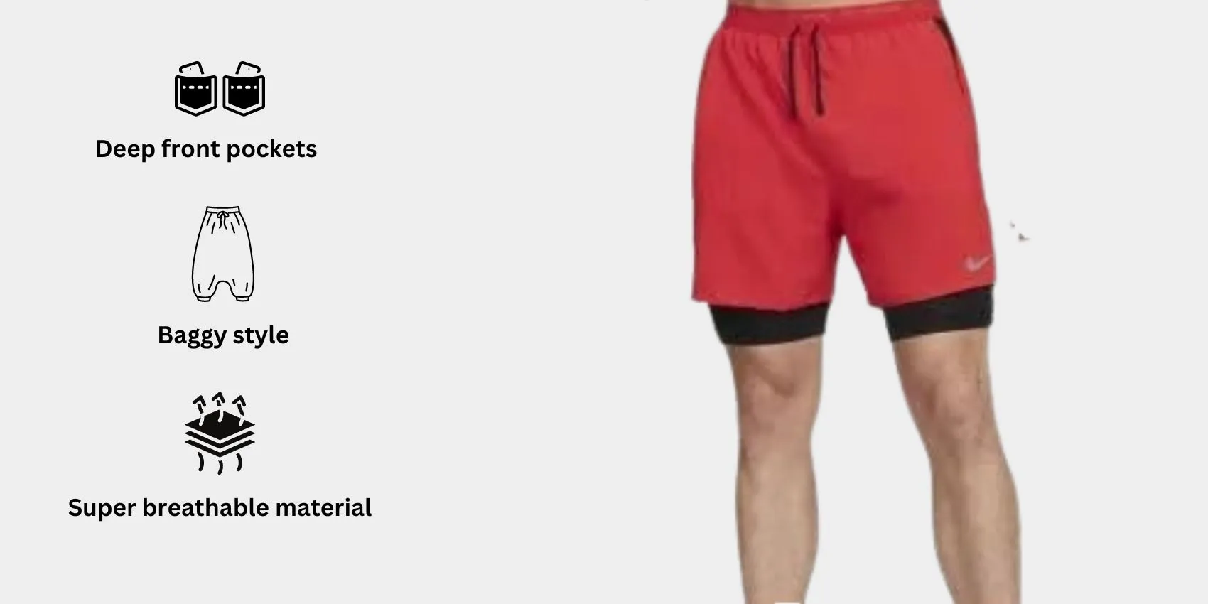 a image of Nike Dri-FIT Stride Men's 7 2-in-1 Running Shorts alongside its main features