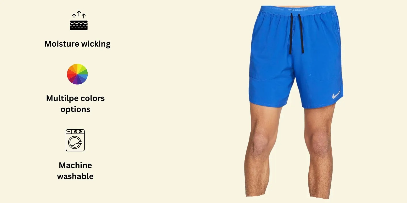 a image of Nike Men's Dri-FIT 2-in-1 Stride Athletic Training Shorts alongside with its main features