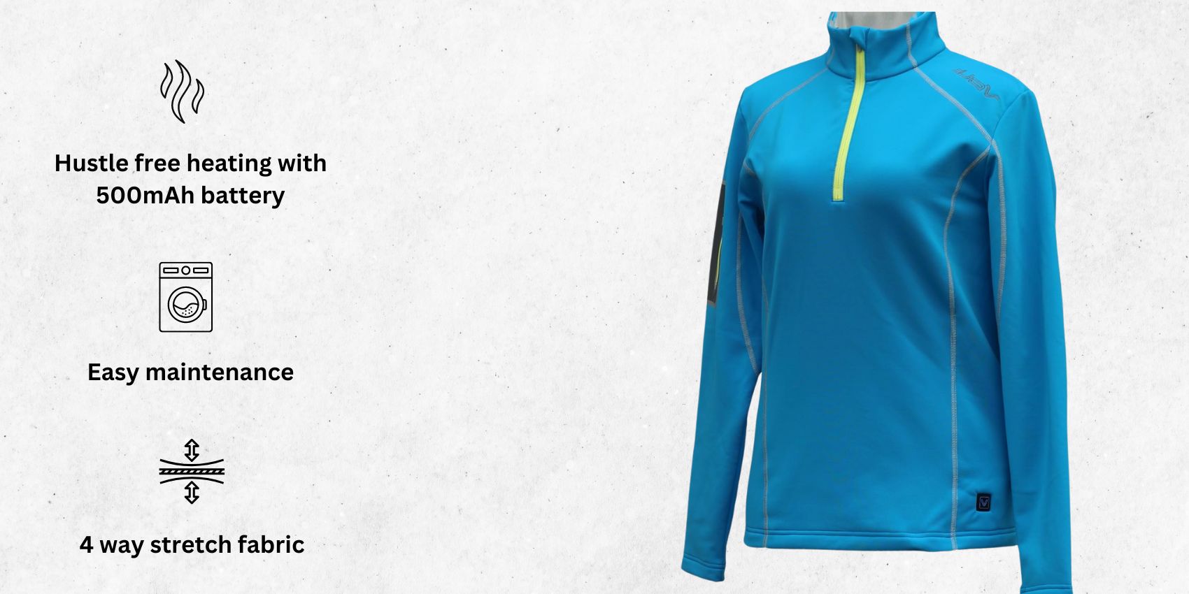 a image of Volt Women's 5V Heated Thermal Half Zip Perfect alongside its main features