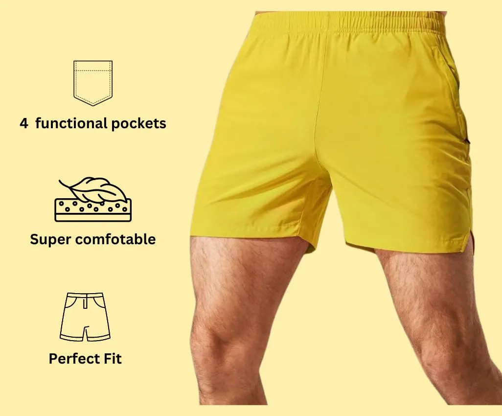 a product iamge of MIER Men's Workout Running Shorts along with its main features