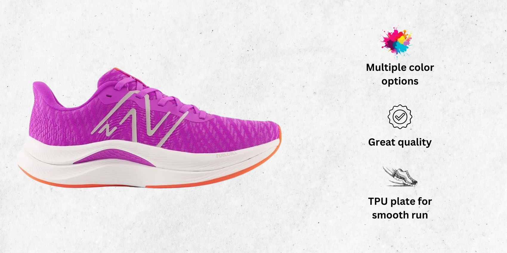 an image of New Balance Women's FuelCell Propel V4 Running Shoe alongside its main features