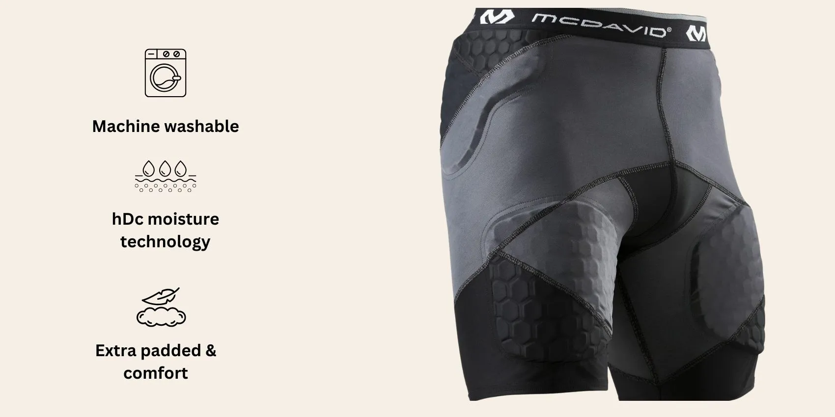 an image of mcdavid running shorts alongside its main features