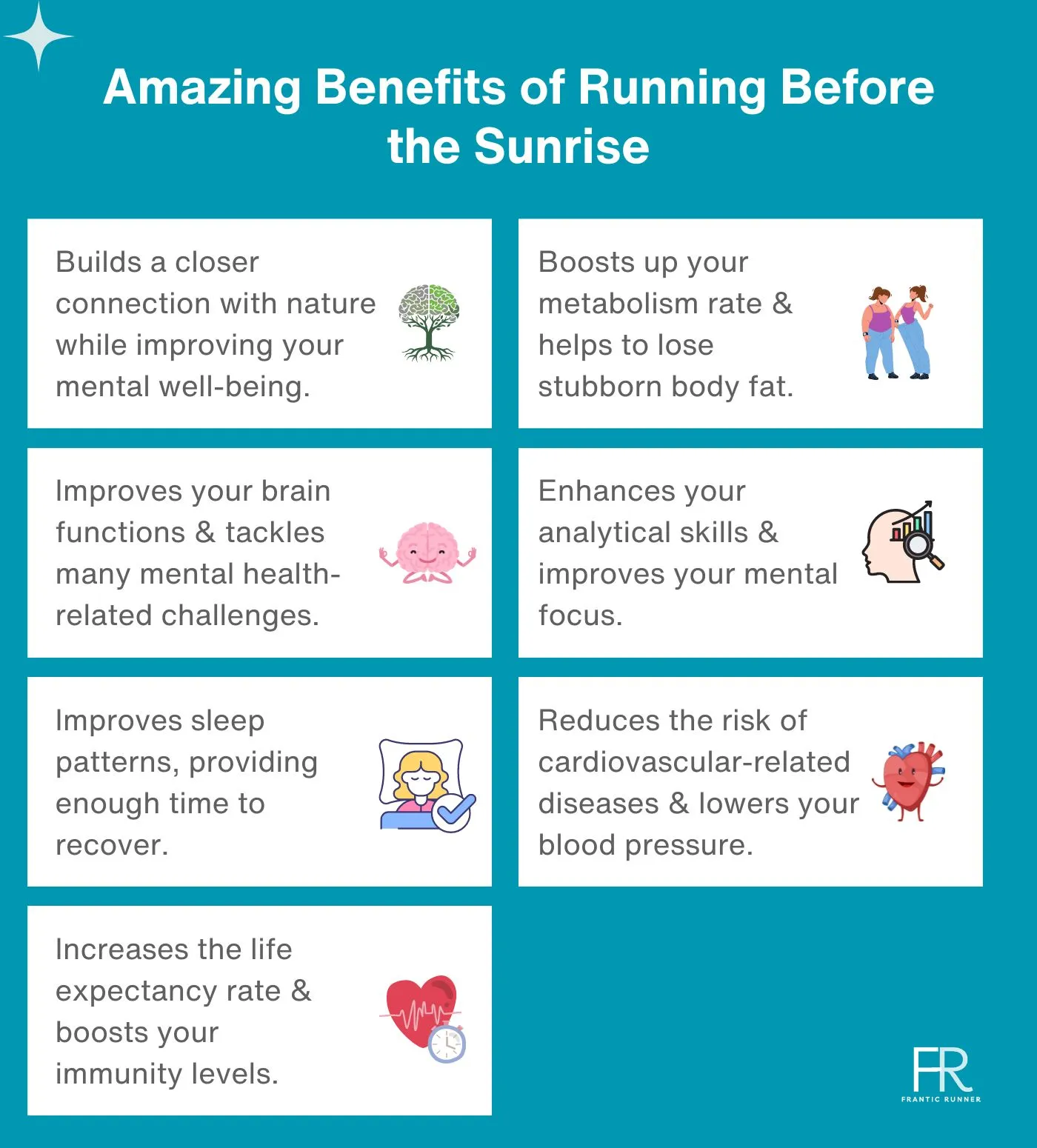 Infographic explaining the amazing benefits of running before the sunrise