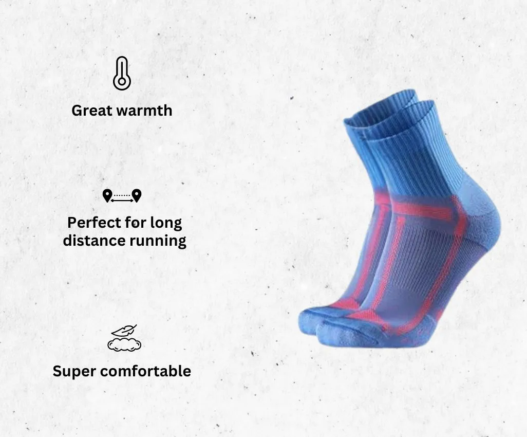 a product image of DANISH ENDURANCE Long Distance Running Socks, Quarter, Cushioned running socks alongside its main features