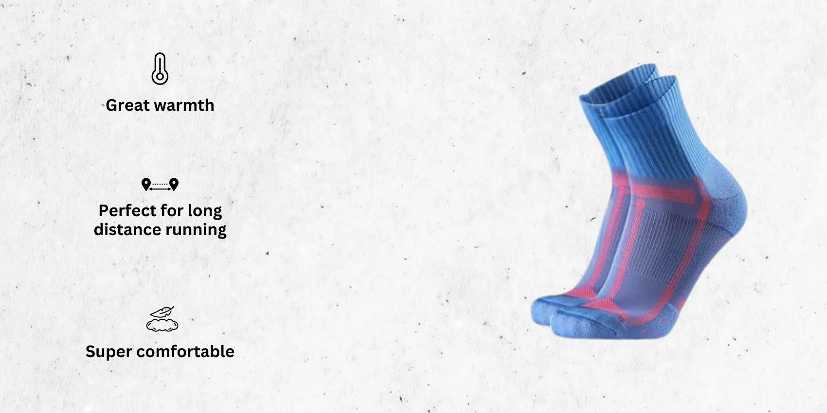 an image of DANISH ENDURANCE Long Distance Running Socks, Quarter, Cushioned running socks alongside its main features