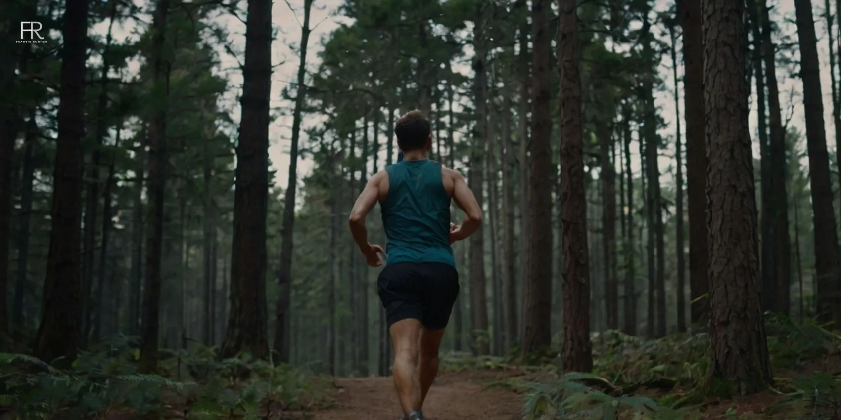 an image of a runner running in the forest wearing running gear and shoes , after discovering 13 astonishing benefits of running 3 times a week