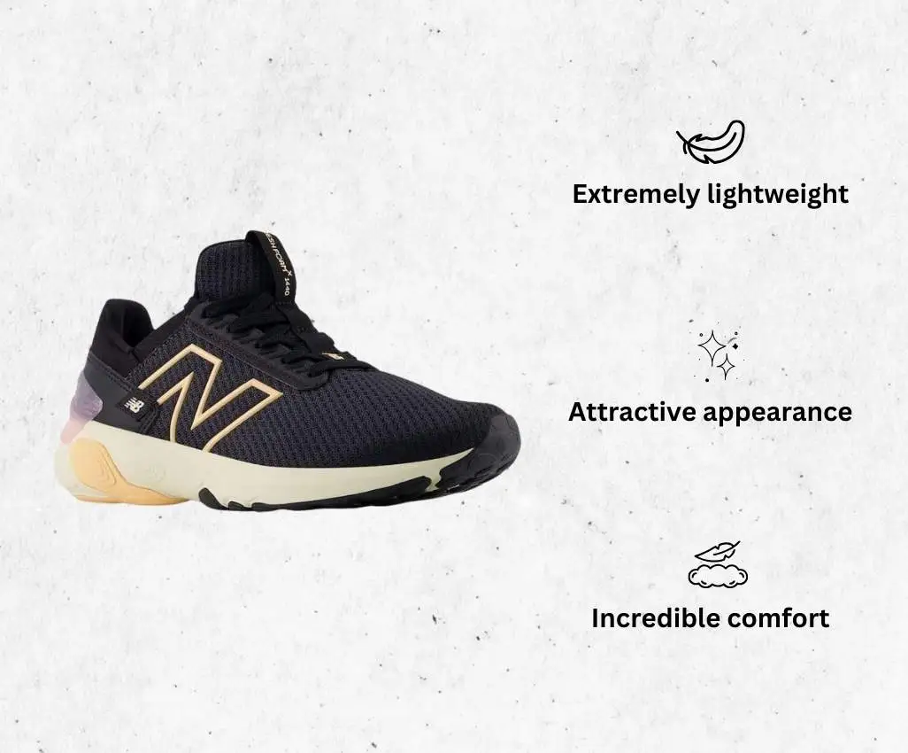 a product image of New Balance Women's Fresh Foam X 1440 V1 Running Shoe best 8mm drop running shoes alongside its main features